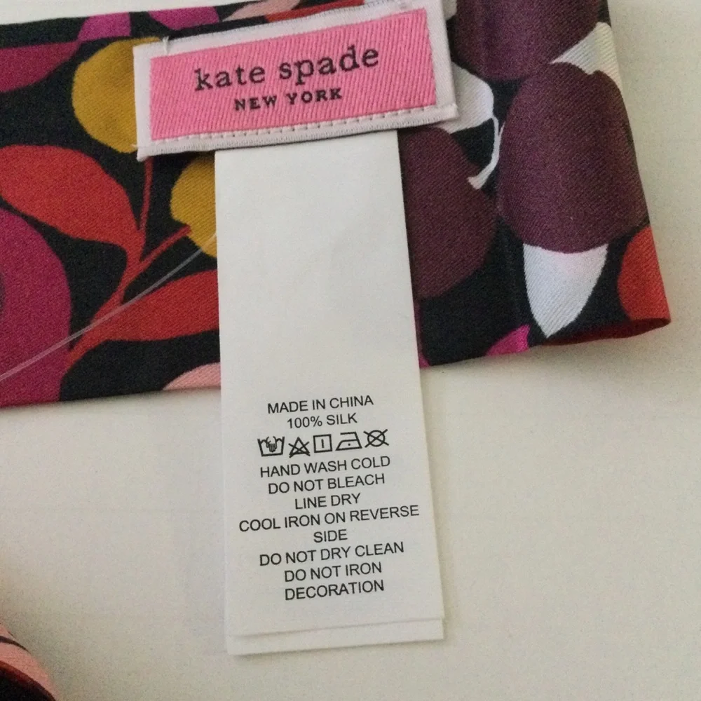 kate spade ♠️ Floral Print Silk Scarf with Red, Pink, Yellow and White Accents